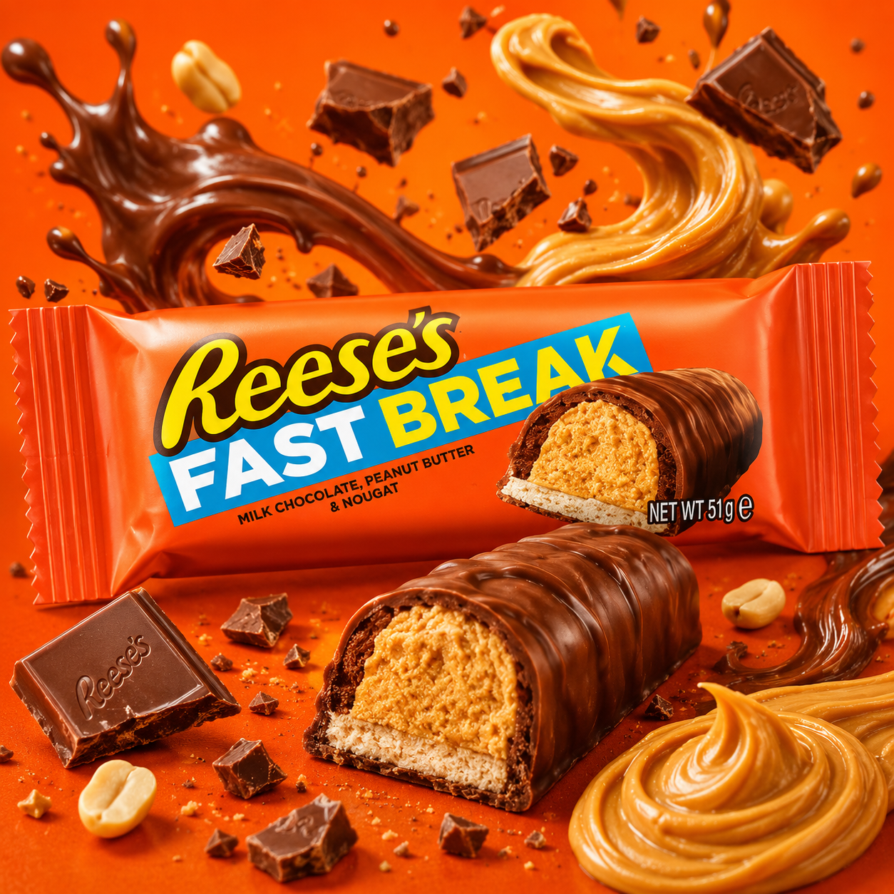 ChatGPT Image Jun 11, 2026, 04_57_30 PM Reese's Fast Break Chocolate Bar 51g - Image 1
