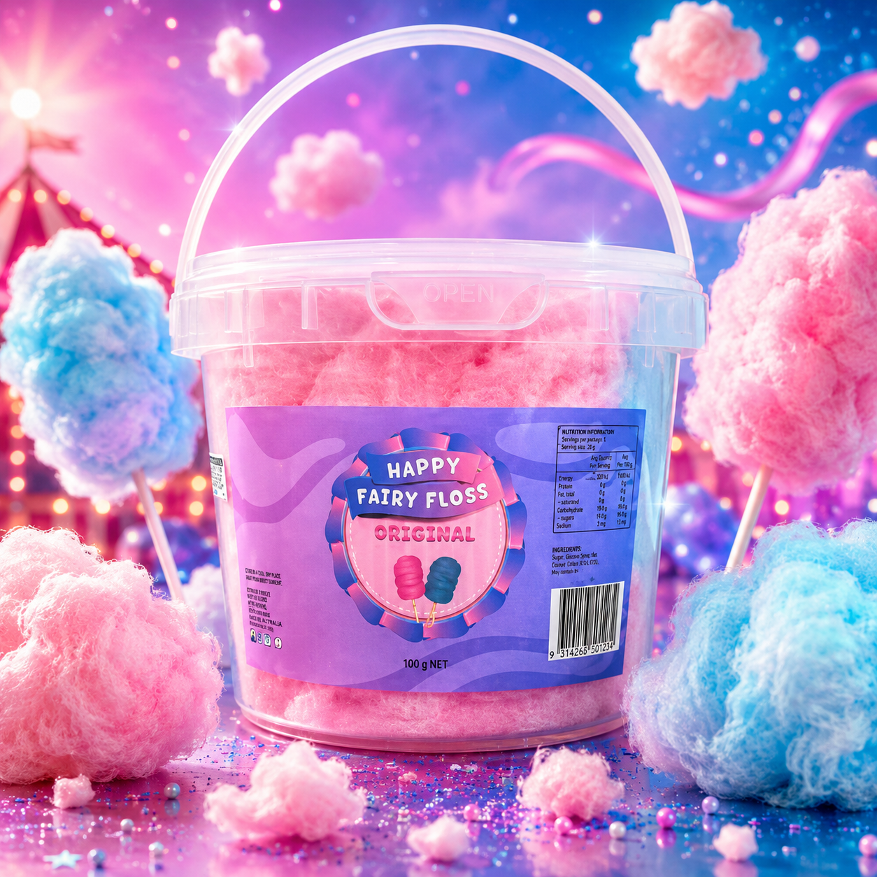 ChatGPT Image Jun 12, 2026, 12_14_47 AM Happy Fairy Floss Original Bucket 50g - Image 1