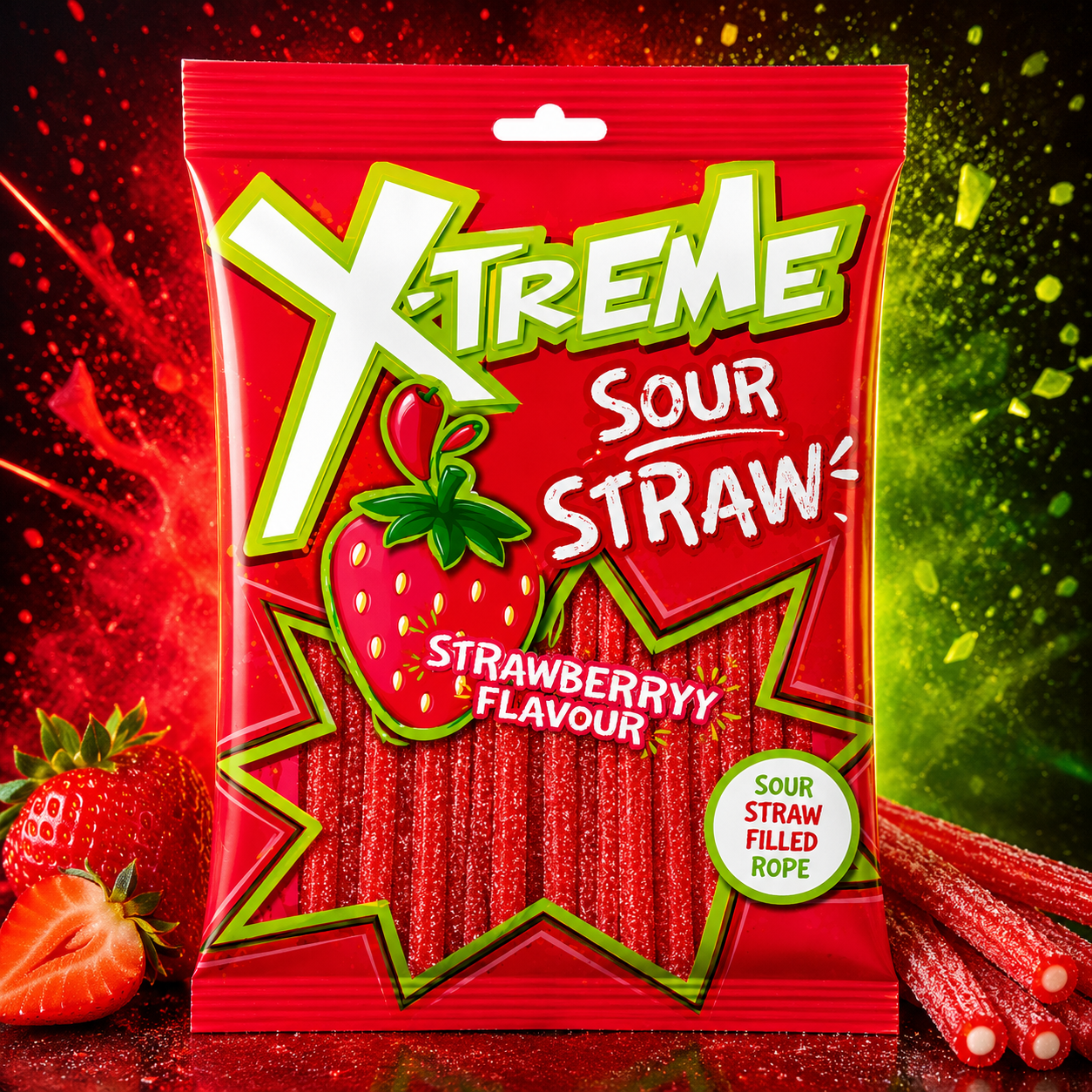 ChatGPT Image Jun 14, 2026, 02_53_34 PM Xtreme Sour Straws Strawberry 150g - Image 1