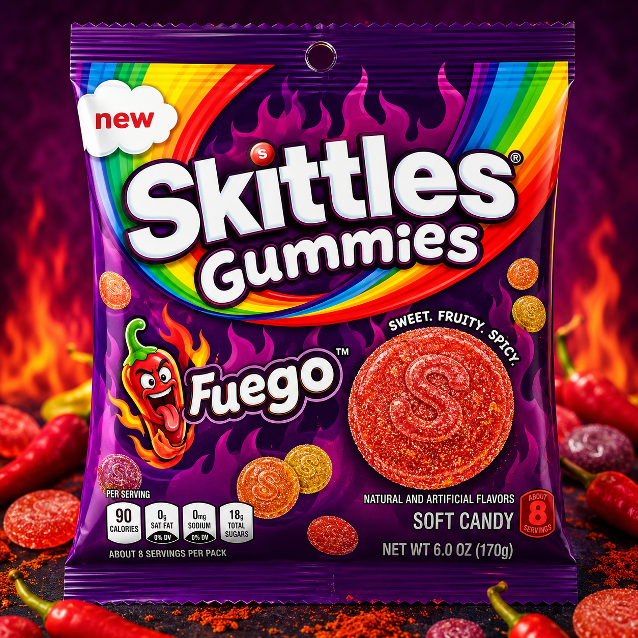 ChatGPT Image Jun 14, 2026, 05_55_17 PM Skittles Gummies Fuego 164g - Image 1