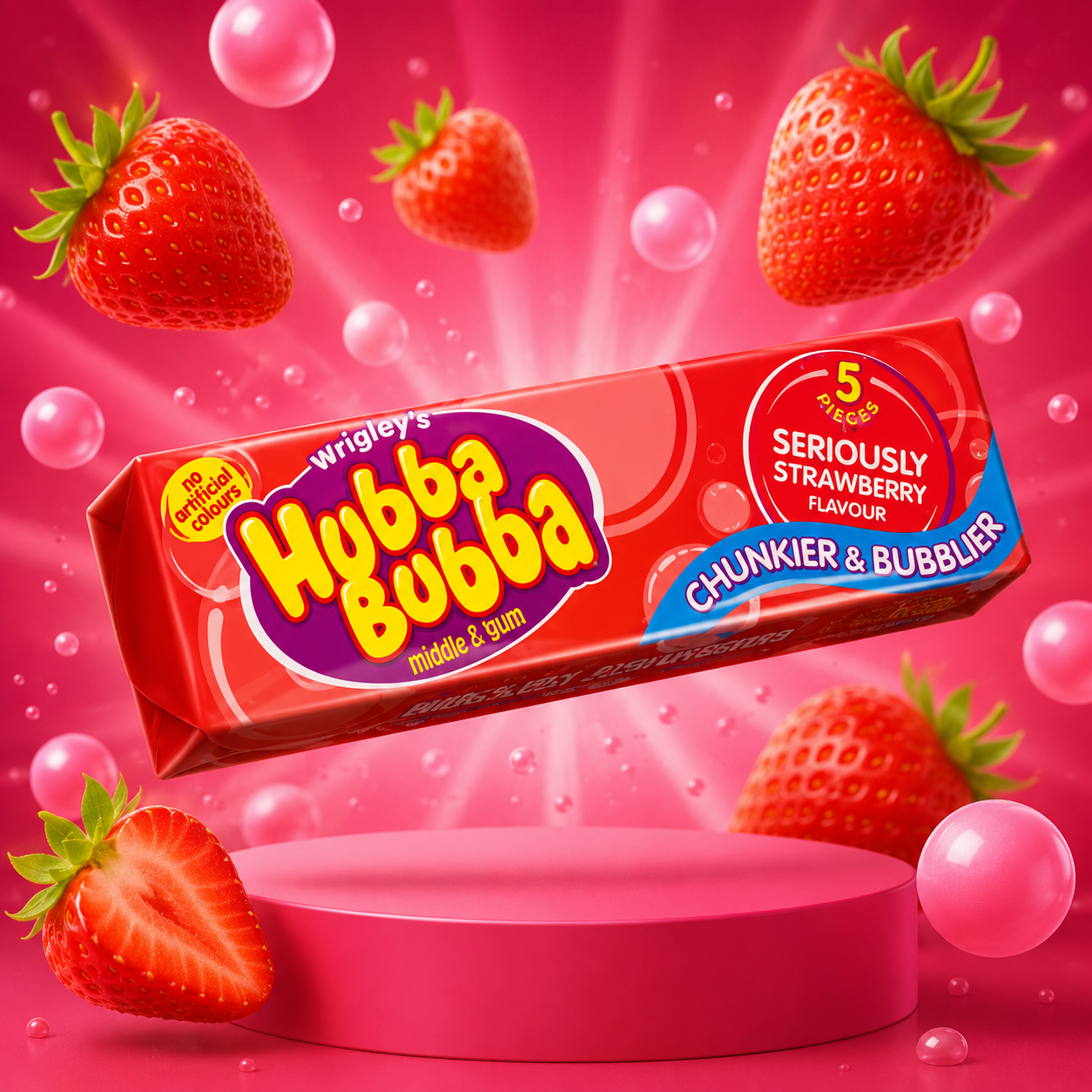 ChatGPT Image Jun 16, 2026, 02_09_46 PM Hubba Bubba 5 Chunks Seriously Strawberry Flavour 35g - Image 1