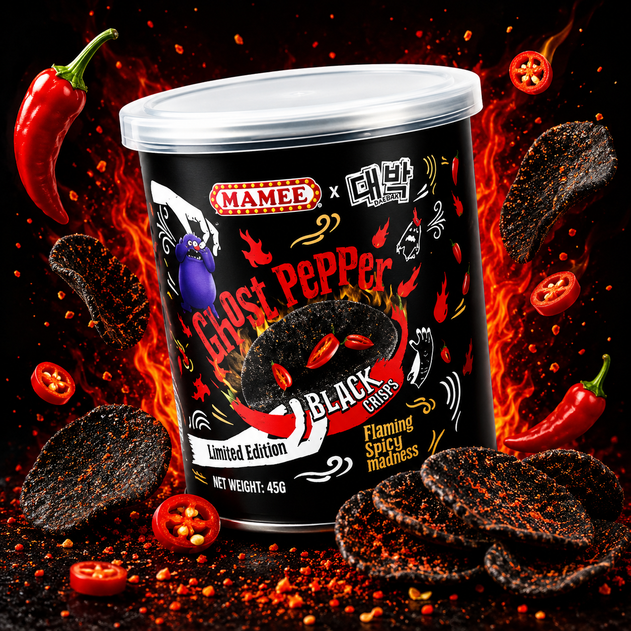 ChatGPT Image Jun 17, 2026, 02_48_58 PM MAMEE Ghost Pepper Black Crisps 45g - Image 1