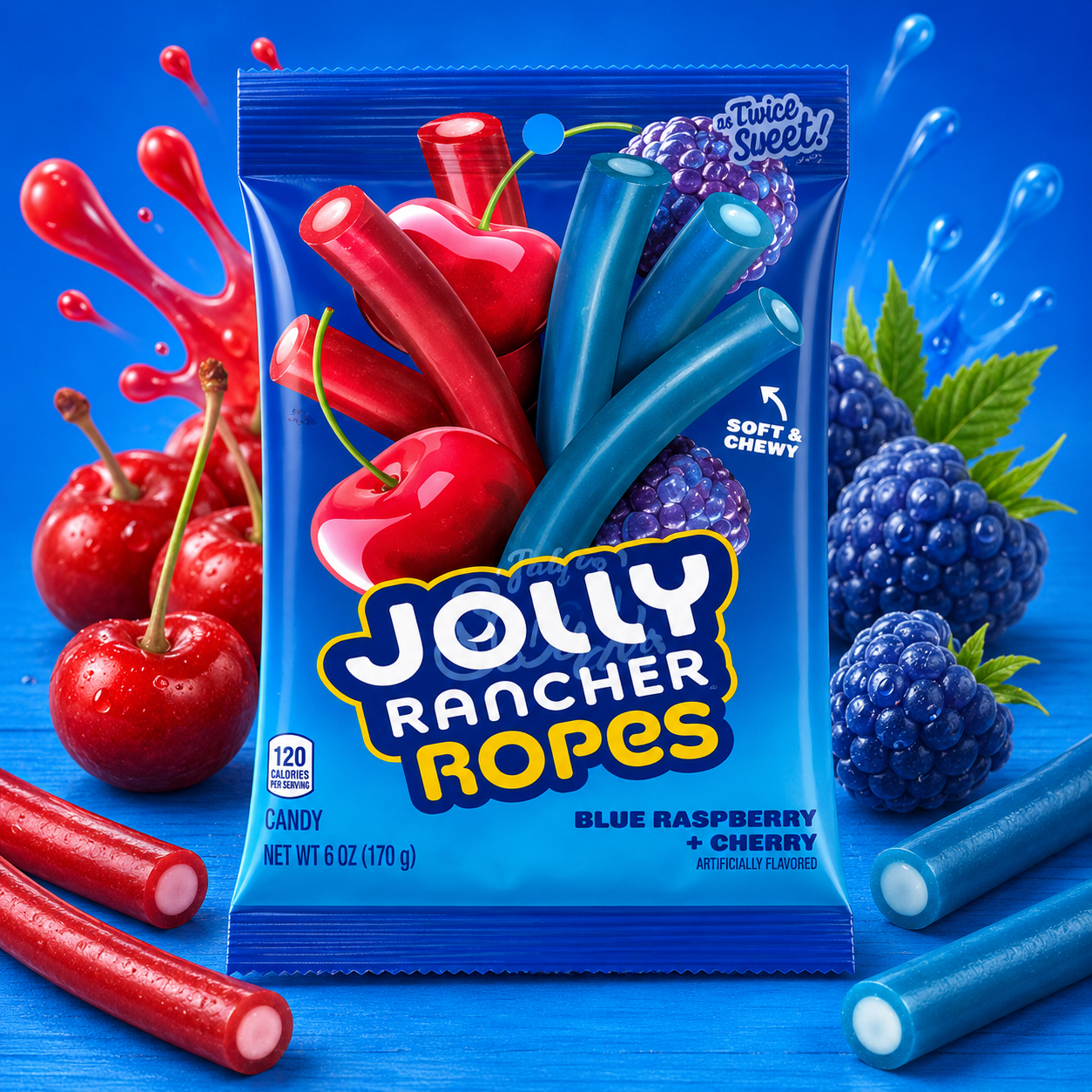 ChatGPT Image Jun 17, 2026, 11_19_45 AM Jolly Rancher Ropes Blue Raspberry + Cherry 170g - Image 1
