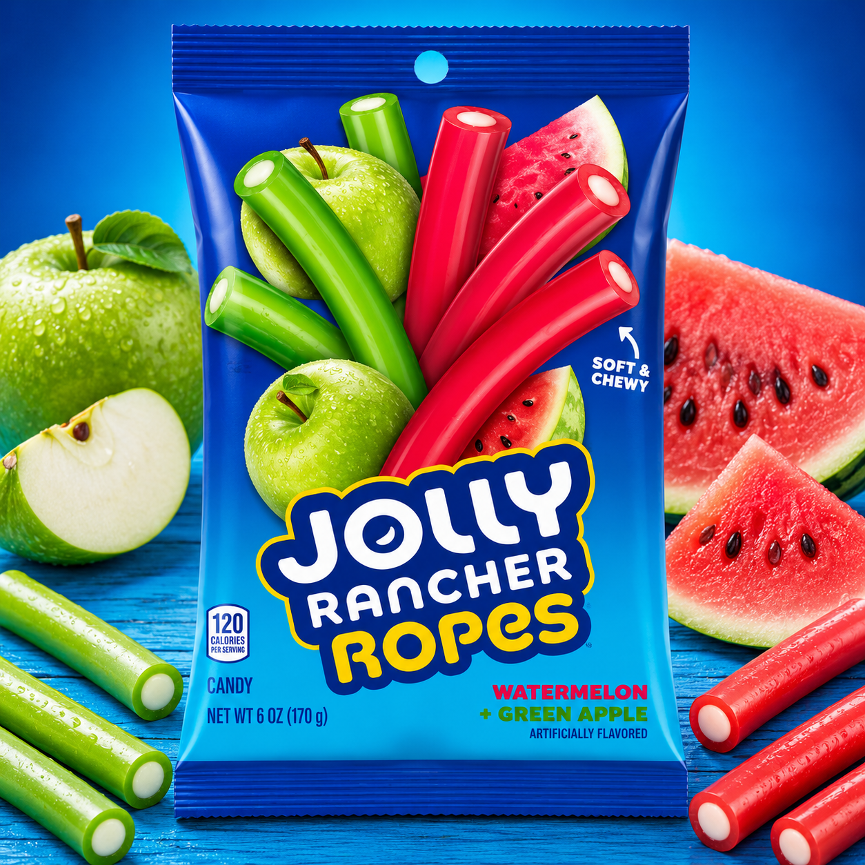 ChatGPT Image Jun 17, 2026, 11_23_50 AM Jolly Rancher Ropes Watermelon & Green Apple 170g - Image 1