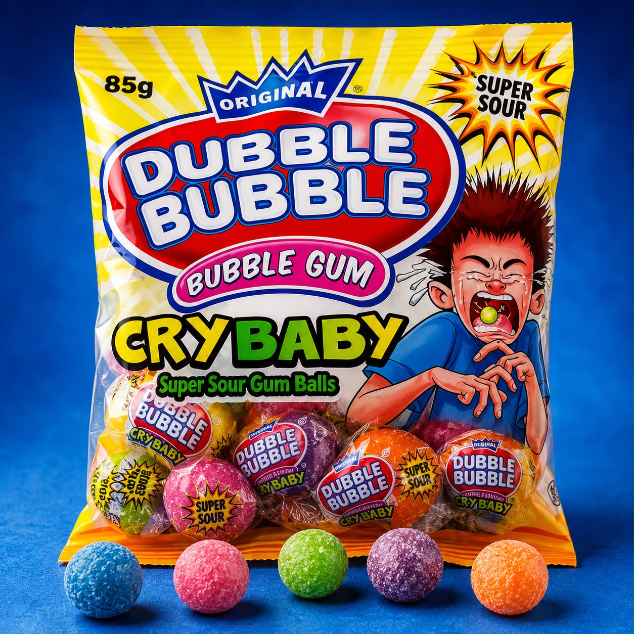 WhatsApp Image 2026-06-18 at 20.20.55 Double Bubble Gum Crybaby Super Sour Gumballs 85g - Image 1
