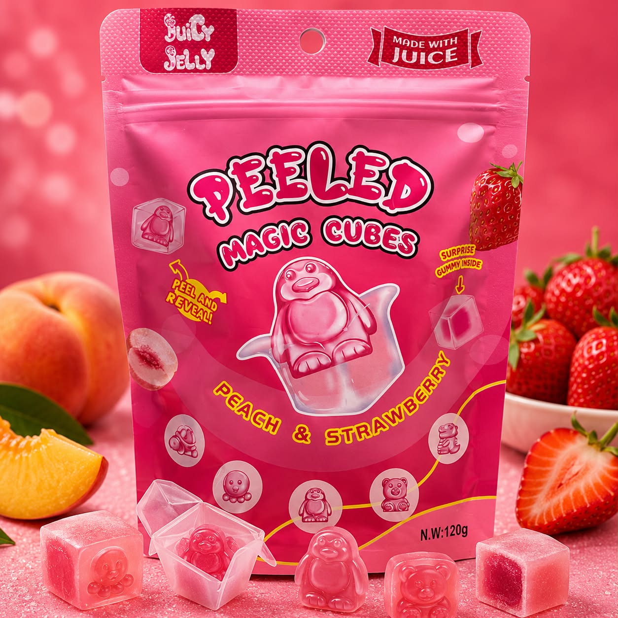WhatsApp Image 2026-06-18 at 21.32.45 Peeled Magic Cubes Peach & Strawberry 120g - Image 1