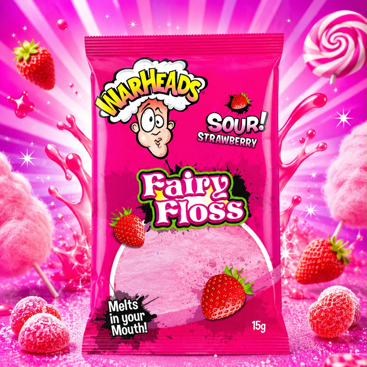 WhatsApp Image 2026-06-18 at 22.13.40 Warheads Fairy Floss Sour Strawberry 15g - Image 1