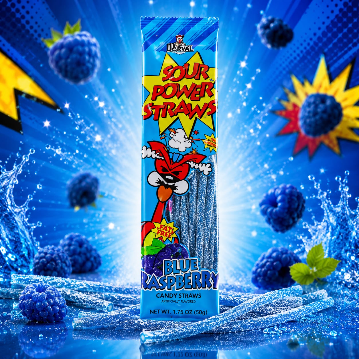 WhatsApp Image 2026-07-16 at 22.31.57(1) Sour Power Straws Blue Raspberry 50g - Image 1