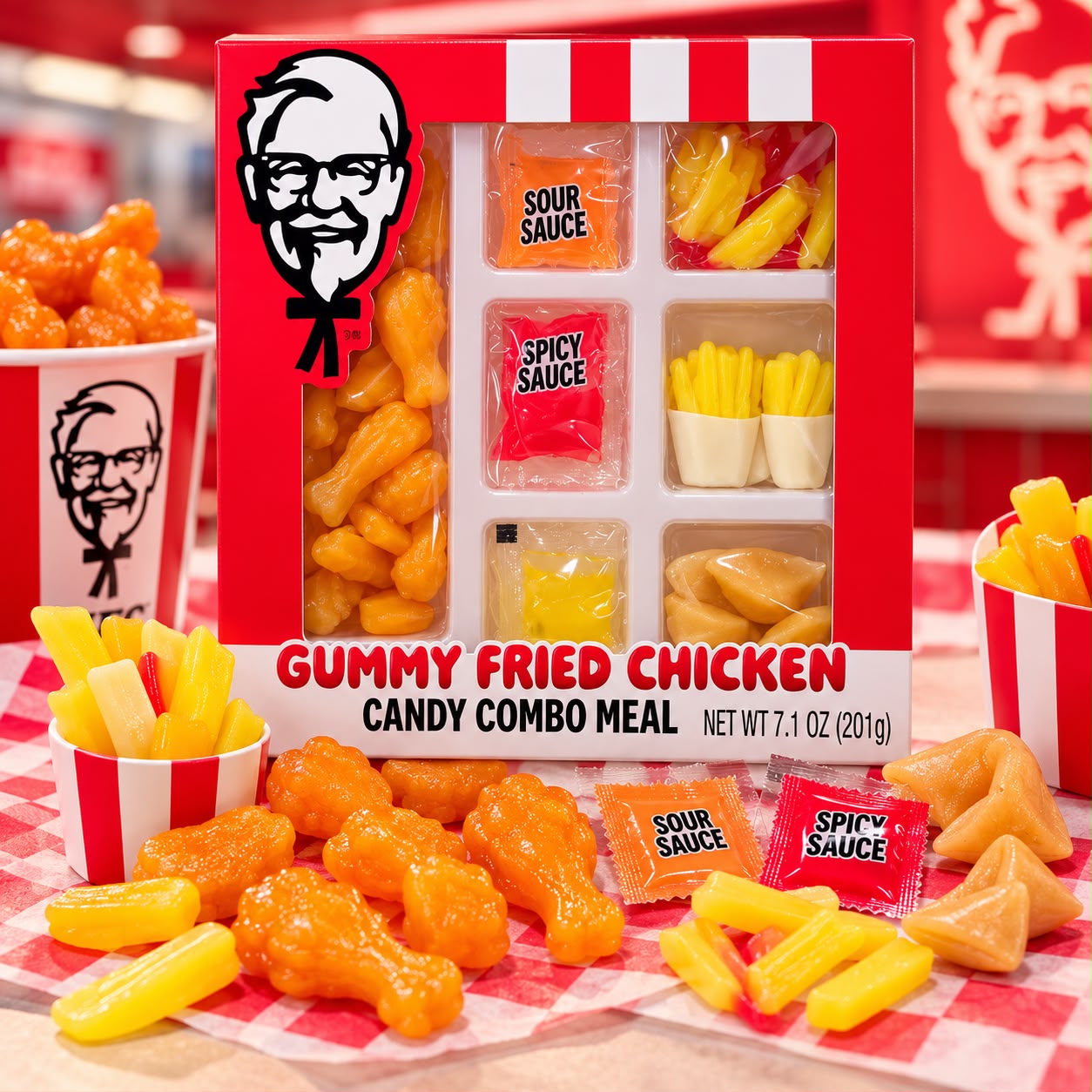 WhatsApp Image 2026-10-29 at 3.22.41 PM Gummy Fried Chicken Candy Combo Meal 201g - Image 1