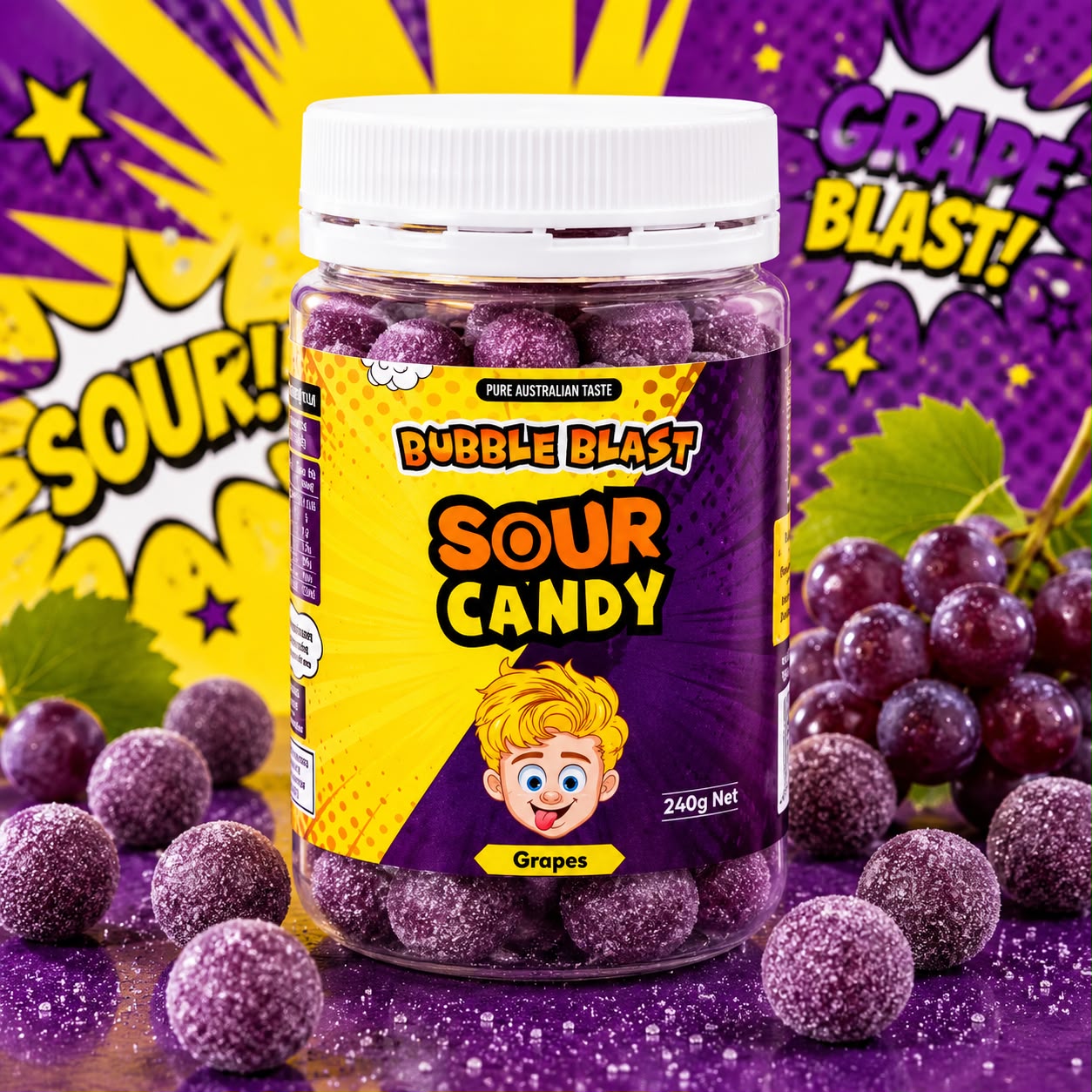 WhatsApp-Image-2026-07-15-at-20-41-19.jpeg Bubble Blast Super Sour Candy Grapes 200g - Image 1
