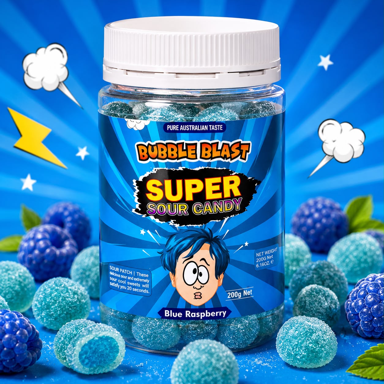 WhatsApp-Image-2026-07-18-at-15-02-37.jpeg Bubble Blast Super Sour Candy Blue Raspberry 200g - Image 1